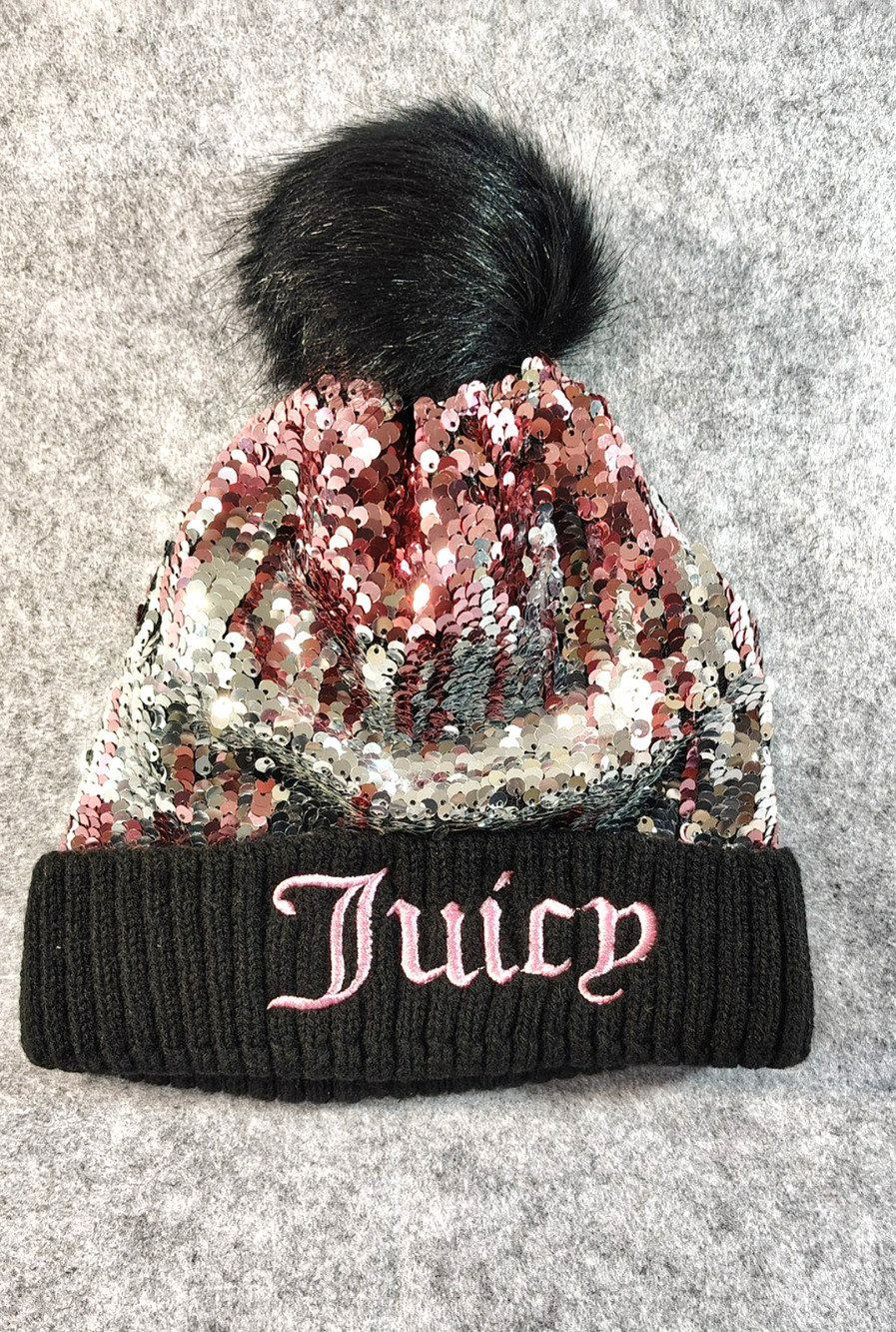 Juicy Couture Sequined Pom Beanie "Juicy" Logo Kids Size